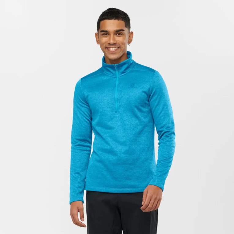 Moletom Salomon Essential Lightwarm Seamless Half Zip Masculino Azuis | PT N59327